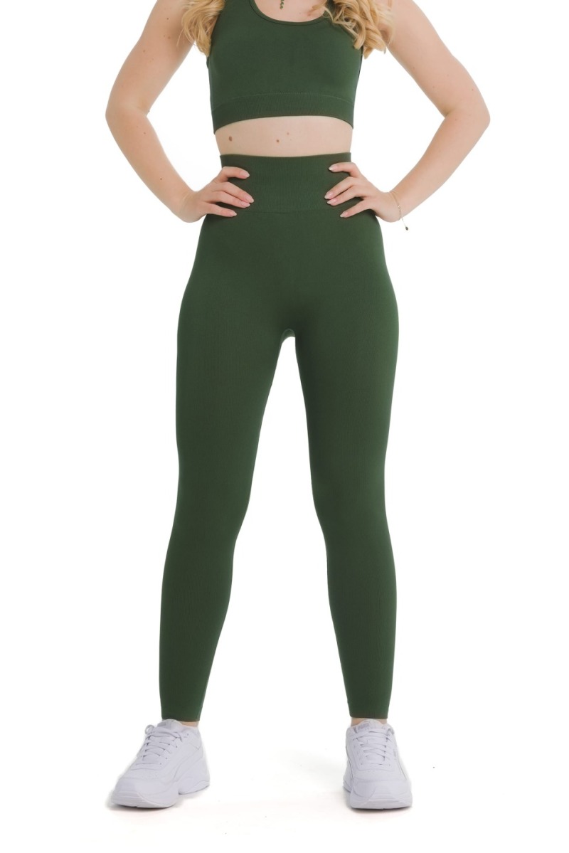Bezszwowe legginsy Lanuma Pure w zielonym kolorze Silva z wysokim stanem i efektem push-up. Wyjątkowo elastyczny materiał seamless pięknie podkreśla sylwetkę i zapewnia idealne dopasowanie.