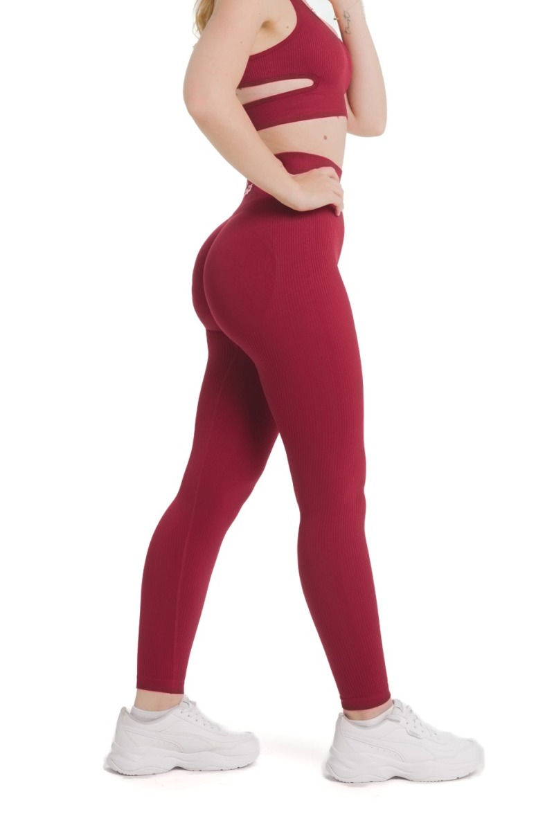 Lanuma Luxe bezšvové legíny v červenej farbe s vysokým pásom a push-up efektom. Elastický seamless materiál krásne zvýrazní postavu a poskytuje celodenné pohodlie.